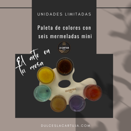 Paleta de colores con 6 mermeladas mini